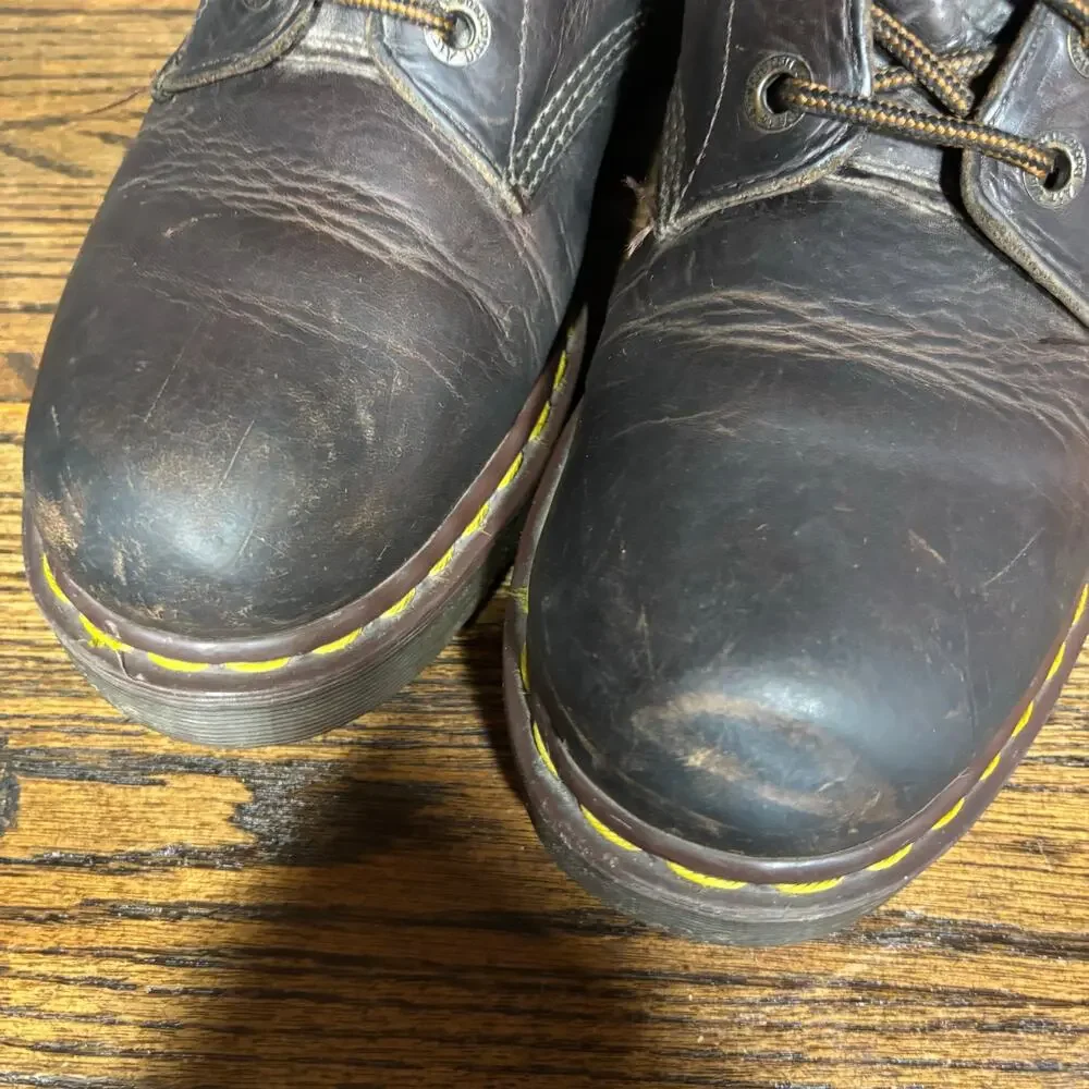Vintage Dr Martens Made in England Men’s 9 Brown Leather 6 Eye Ankle Boots